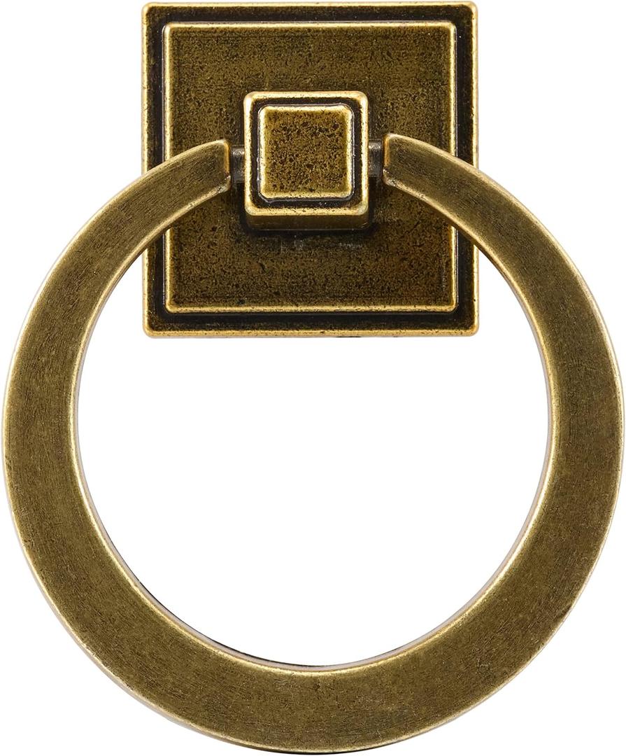 6 Pack  Antique Brass Cabinet Pulls 2.15 inch Diameter Vintage Pulls, Hardware Pulls for Bar Bathroom Closet Dressers