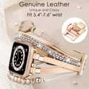 VISOOM Beaded Boho Bracelet Compatible for Apple Watch Band 40mm/38mm/41mm Series 10 9 8 7 SE Series 6/5/4 Women Leather Fashion Cute Handmade Multilayer Wrap Watch Strap for iWatch Bands 3/2/1