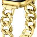 DaQin Gold Band Compatible with Apple Watch Bands for Women 40mm 38mm 41mm 42mm 44mm 45mm 46mm, Metal Chain Link Steel Replacement Accessories Bracelet for iWatch Bands Series 11 10 9 8 7 6 5 4 3 2 1