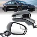 Passenger Side Mirror Assembly Compatible with 2016-2022 Ford Fusion with Heated Manual Folding Turn Signal Puddle light Rear View Mirror Replace FS73-17682 Black 7 Pins