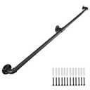 Handrails for Outdoor Steps 5FT, Galvanized Steel Handrails for Indoor Stairs Easy to Install, Iron Balusters Hand Railing Indoor Outdoor for Household or Commercial Buildings