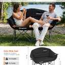 KingCamp Double Camping Chair, Oversized Heavy Duty 660lbs Loveseat for Adults Portable Folding XL 2 Person Couch Padded Comfortable Two Seat with Cup Holder for Outdoor Lawn Backyard, Black