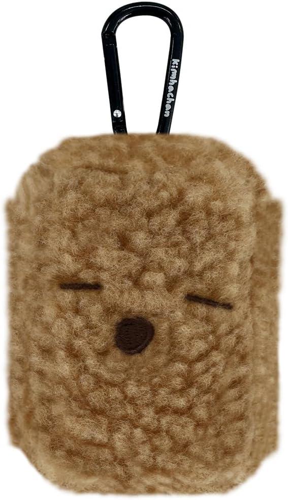 Kim Ha Chan Fleece Mini Tissue Cover | Carabiner Keychain Type, Pocket Tissue Cover, Carrying Tissue Pouch, Travel Tissue (Brown (Ombre Mackerel))