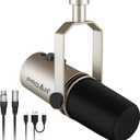 USB/XLR Podcasting Dynamic Microphone,Professional USB Gaming Microphone for PC Computer with Noise Cancelling,Metal XLR Streaming Mic Kit for Vocal,Instruments Recording,Voice Over,YouTube (Gold)