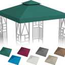 Gazebo Canopy Replacement 10x10ft Outdoor Shelter for Smaller Top Double Tiered Canopy Cover (Green)