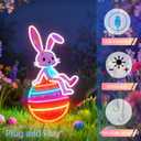 Easter Egg Neon Sign with Bunny - 17.3"x9.4" Easter Decorations LED Neon Light for Wall, USB Powered with 5-Level Dimmer, Spring Rabbit Holiday Decor for Home, Party, Kids Room