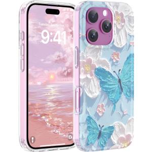 Magnetic for iPhone 16 Pro Case Cute for Women, [Compatible with Magsafe][Drop Protection] Slim Colorful Flowers Oil Painting Printed Girly Floral Phone Case for iPhone 16 Pro