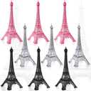 Wesiti 9 Pcs Eiffel Tower Decor Statue Alloy Metal Eiffel Tower Cake Topper French Paris Souvenir Gift Multiple Sizes for Cake Stand Table Holder Collectible Figurines Decorations(7'')