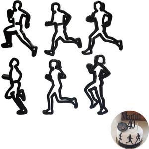 Hsxxf 6PCS Running Fondant Cutters Cookie Cutter Silhouette Gumpaste Flowers Sugar Craft Mold Cake Decorating Tools for Anniversary/Bridal/Engagement Cake Decorating (Running),Black