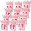 Tenare 12 Pcs Small Gift Bags Mini Metallic Paper Bag Bulk Tiny with Handle Tissue Paper for Gift Wrap Mother's Father's Day Birthday Graduation Party(4 x 2.75 x 4.5 Inch,White Pink Gold)