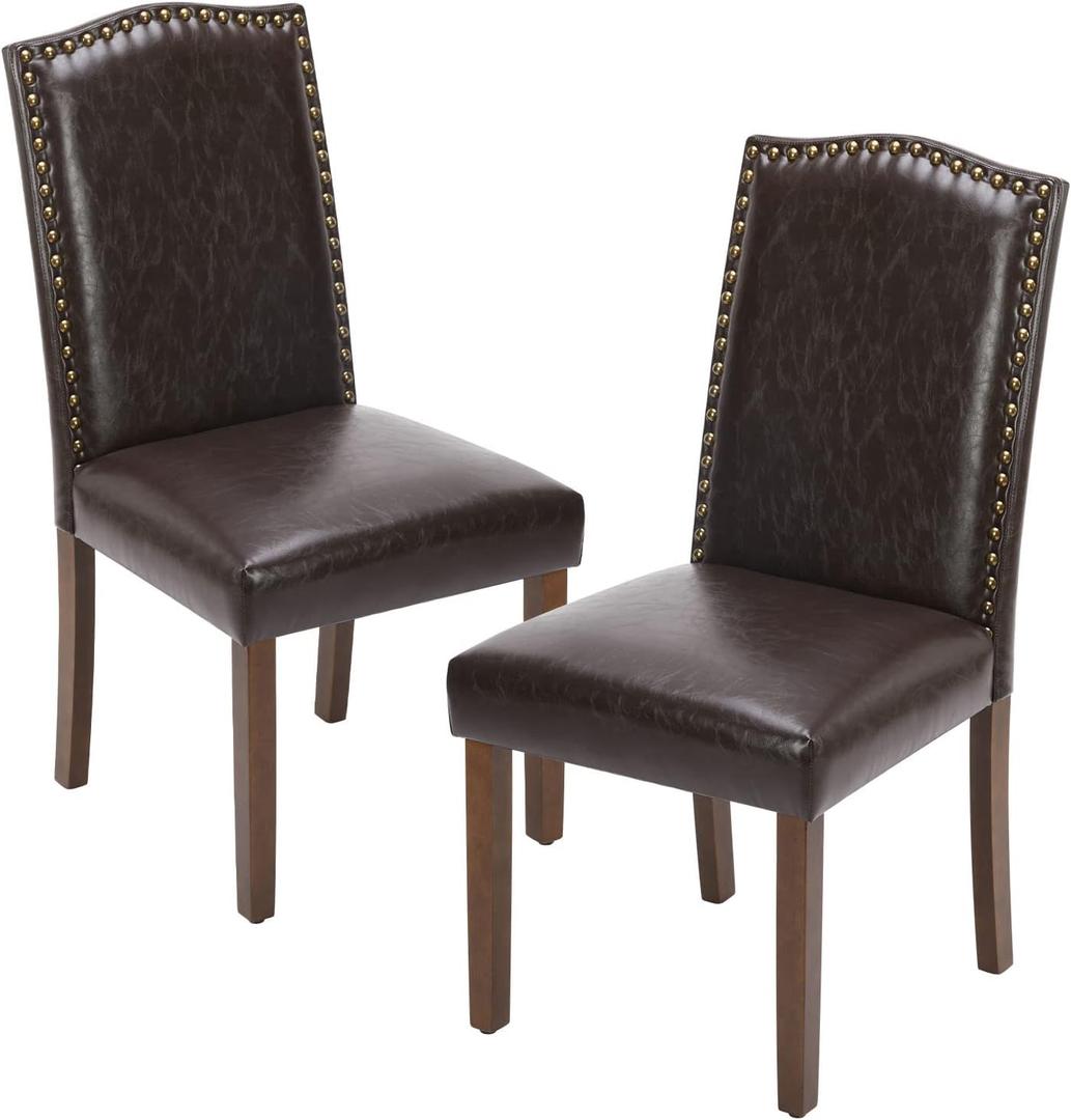 Yapamar Modern Armless Dining Chairs with Upholstered Fabric,Nailhead Trim and Wood Legs- Black