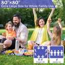 Large Picnic Mat, Outdoor Camping Mat, Tent Mate. Easy to Carry and Store, Water-Resistant, Dust-Proof Sand-Proof, Machine Washable. Thickened. For Picnics, Lawns, Concerts, Outdoor Adventures. (80" x 80", Blue)