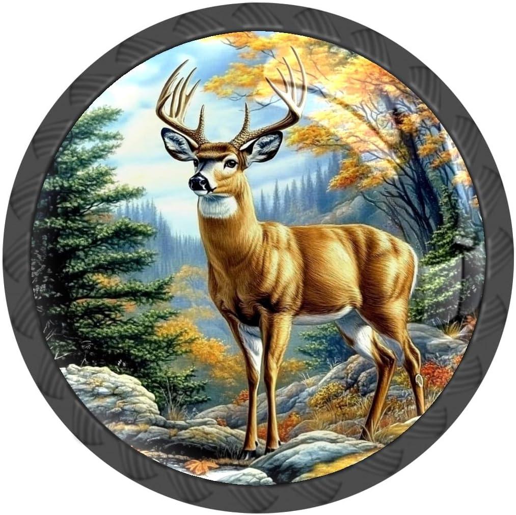 4 Pack Drawer Knobs Pulls Fall Forest Deer Crystal Glass Round Knobs Pulls Handles for Cabinets Dressers Kitchen Bathroom - Cupboards Wardrobes Hardware Furniture Knobs