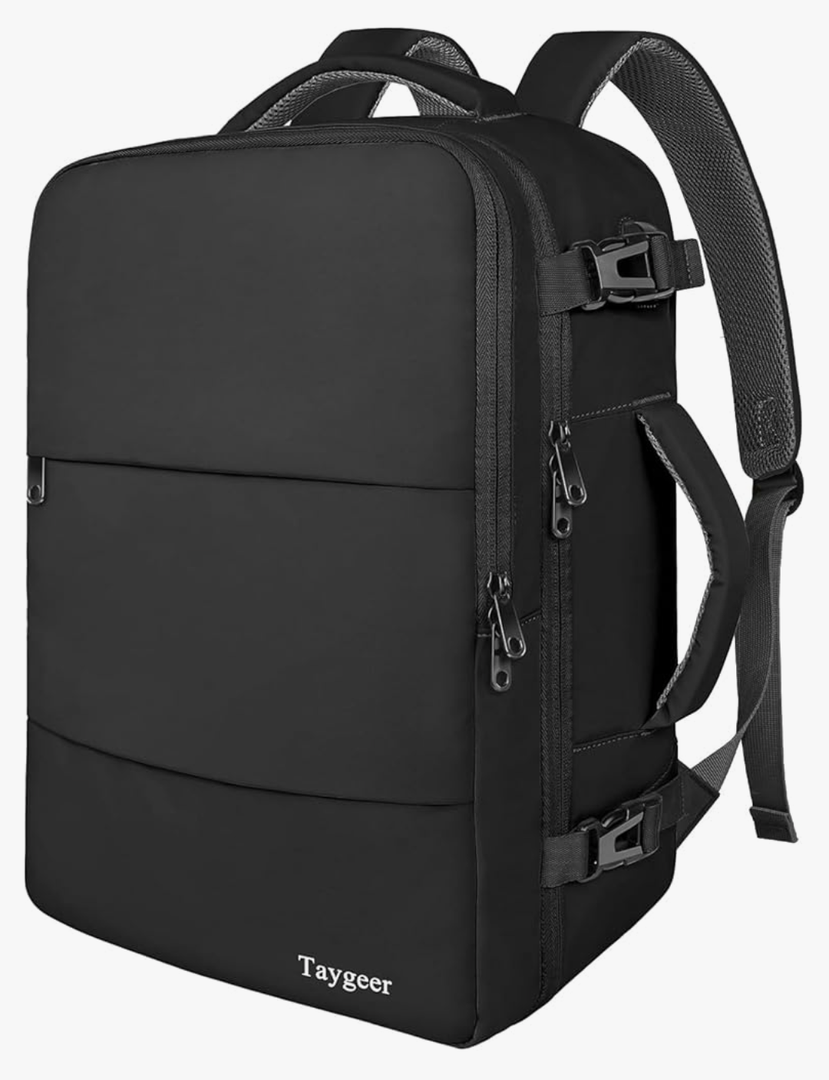 Taygeer Travel Laptop Backpack for Men Women, Airplane Approved Travel Backpack Suitcase with Usb Charging Port, Lightweight College 35l Luggage Bag 15.6inch Laptop Mochila Gifts for Business,Black
