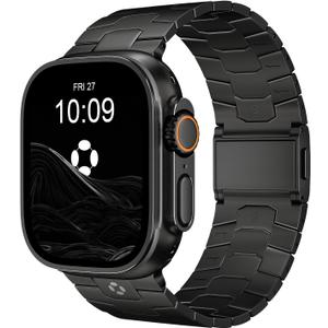 Titanium Watch Band AGIS01- Fits Apple Watch ULTRA 3/2/1 (49mm) - Adjustable Titanium Apple Watch Band with DLC Coating, Lightweight & Durable Strap for Men - Premium Color Matching Band (26mm Width | Magnetic Clasp | Black)
