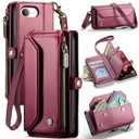 WAWZ for iPhone 16E (2025)/17E (2026) Case, Women Men Multi-Function Wallet Case with Stand RFID Blocking Featuring Magnetic Closure Zipper for iPhone 16E/17E 6.1" (Red)