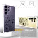 Compatible with Samsung Galaxy S24 Ultra Cases with Design, Cute Transparent Designer Phone Case for Women Girls Girly with Heavy Duty Protective Bumper (Clear Black Simple Flowers)