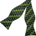 2 x DiBanGu Christmas Bow Ties for Men Xmas Self-tied Bowties and Pocket Square Set Festival Woven Bowtie Handkerchief (Black Green)