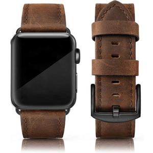 EDIMENS Leather Bands Compatible with Apple Watch 46mm 45mm 44mm 42mm(Series 1 2 3) Band Men Women, Vintage Genuine Leather Wristband Replacement Band Compatible for Apple Watch iwatch Series 10 9 8 7 6 5 4 SE (Classic Retro Walnut)