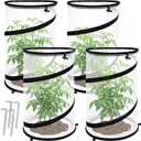 4 Pcs Pop Up Insect Barrier Plant Cover Net, 19.6" x 11.8" Round Foldable Plant Protectors Mesh Plant Enclosure, Garden Net Cage Guard Cover with Stakes & Carry Bag for Protect Plants from Bird Insect