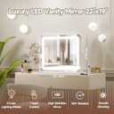PRIMETEK Vanity Mirror with Lights, 22"x19" Large Makeup Mirror with Lights, Hollywood LED Lighted Makeup Mirror, Touch Sensor with 3-Color Lighting, Dimmable for Vanity Desk Tabletop, Bedroom, White