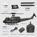 Carmanon UH-1 RC Helicopter - Huey Collectable Remote Control Helicopter with Auto-Hover for Adults, Beginners, 1/27 Scale, 2 Batteries