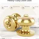 HOSOM Polished Brass Door Knob Privacy Door Knob with Lock, Interior Door Knobs for Bedroom and Bathroom, Keyless Doorknob with Round Ball, Gold Door Handle, 1 Pack