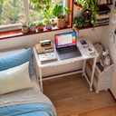 GreenForest Small Folding Desk with Wheels, 31.5 inch Tiltable Tabletop