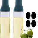 Oil Dispenser 17 Oz For Kitchen Cooking 2 Pack With Labels, Olive Oil Bottle Dispenser Auto Flip Non-Drip Oil Dispenser Bottle Wide Opening Easily Refill And Clean,Blue Glass Oil Dispenser 500ml