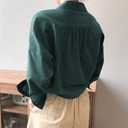 Womens Office Business Shirt Tie Front 3/4 Sleeve V Neck Button Down Shirts Loose Blouse Summer Casual Tops Darkcyan (Green, M)