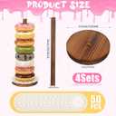4 PCS Farmhouse Donut Stand for Dessert Table Donut Wooden Stand Bagel Stands Holder Doughnut Stands 10in Long for Wedding Birthday Parties Decorations Supplies, Reusable