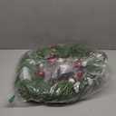 Timer - 20 Inch Real Touch Christmas Wreaths for Front Door, Lighted Christmas Wreath with 30 Lights Norfolk Pine Aspen Fir Needles & Cypress Leaves Balls Berries Xmas Wreath for Home Outdoor Indoor