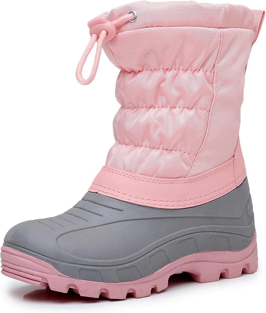 Felabo Kids Snow Boots for Boys & Girls  Warm Water-Resistant Winter Boots Easy to Put On (Toddler/Little Kid/Big Kid) (Pink)