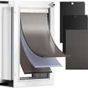 3-Flap Dog Door for Wall, Large Doggy Door, All Aluminum Heavy Duty Pet Door, Extreme Weather Doggie Door for Interior Exterior Wall, with Insulation Flaps & Lockable Closing Panels, Pets Up to 110LB