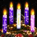 5 Pcs Christmas Advent Candles Outdoor with Ground Socket, 23 Inch Christmas Lighted Decoration Candle, White, Purple & Pink Ground 3D Advent Flameless Candles for Xmas Gift Yard Porch Garden Lawn