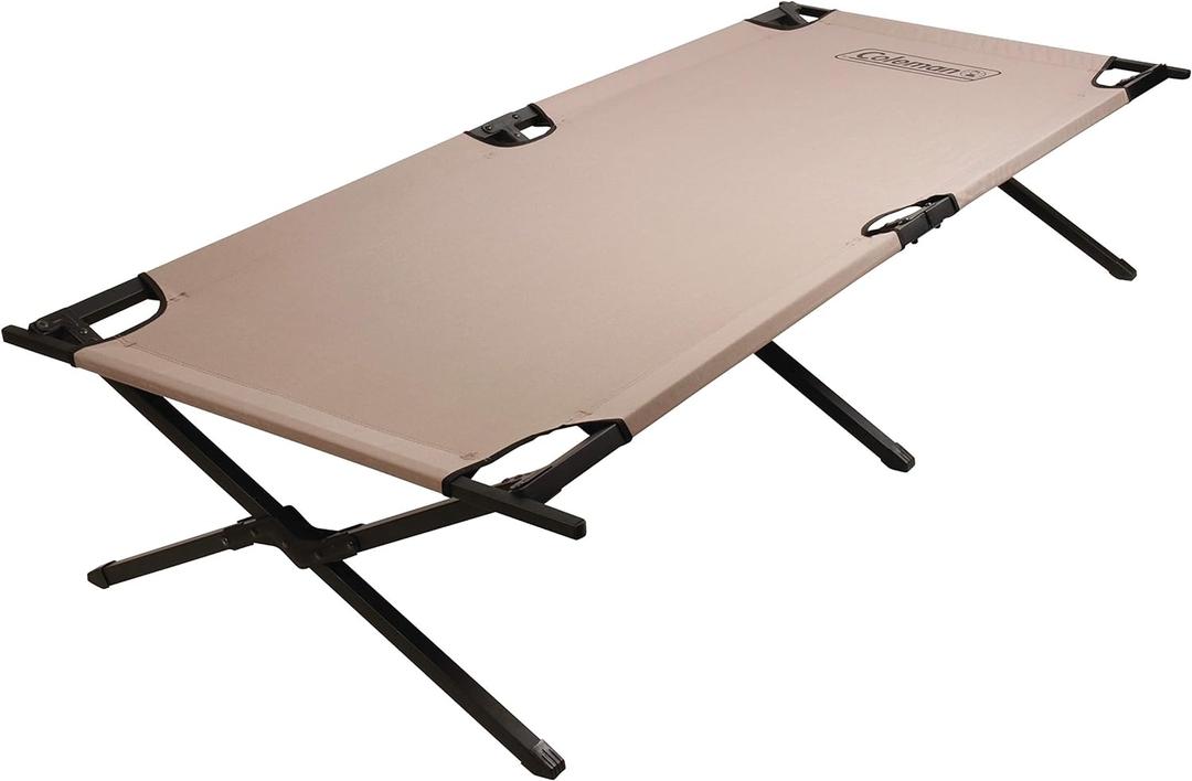 Coleman Pack-Away Camping Cot with Removable Side Table, Extra Wide Cot Fits Adults up to 6ft 6in or 300lbs, Carry Bag Included