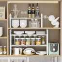 Jojocross Expandable Shelf for Cabinet Organizer Adjustable Stackable Spice Rack at Kitchen and Bathroom More, Counter Countertop Cupboard Organization Pantry Storage, (2 Packs/White, Large)