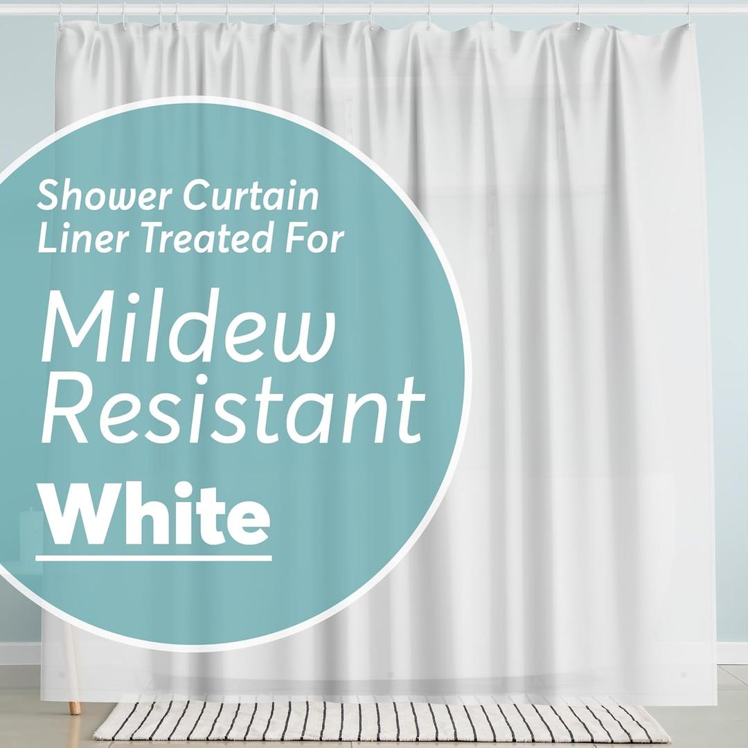 BigFoot Shower Curtain Liner  72 x 72 PEVA Premium Shower Curtain with Rustproof Metal Grommet and 3 Magnetic Weights  Odor Free and Compatible with Standard Showers, White