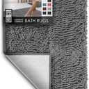 Hearth & Harbor Bathroom Rugs, Chenille Bath Mat - Machine Washable Bath Mats for Bathroom Non-Slip Backing Rubber, Quick Dry Bathroom Mat - Grey Bath Rug, 17x24