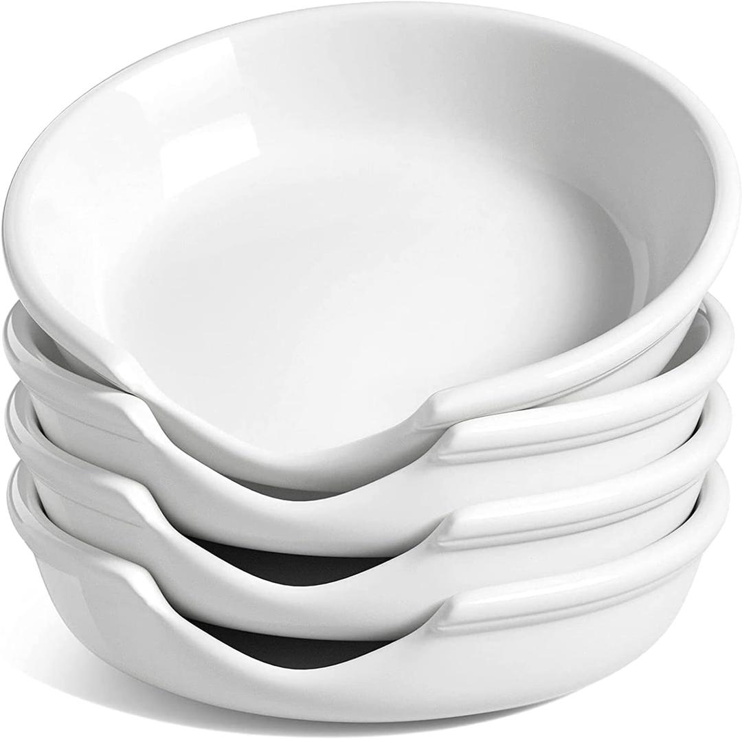 LE TAUCI Ceramic Spoon Rest for Stove Top, 4.8 Inch Spoon Holder for Kitchen Counter, Kitchen Gadgets, Coffee Spoon Cradle, Home Accessories for Utensils, Set of 7, White