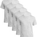 Hanes Ultimate Men's 5-Pack Tagless ComfortSoft Crewneck T-Shirt (2 Grey, 2 Black, 1 Blue)  2XL