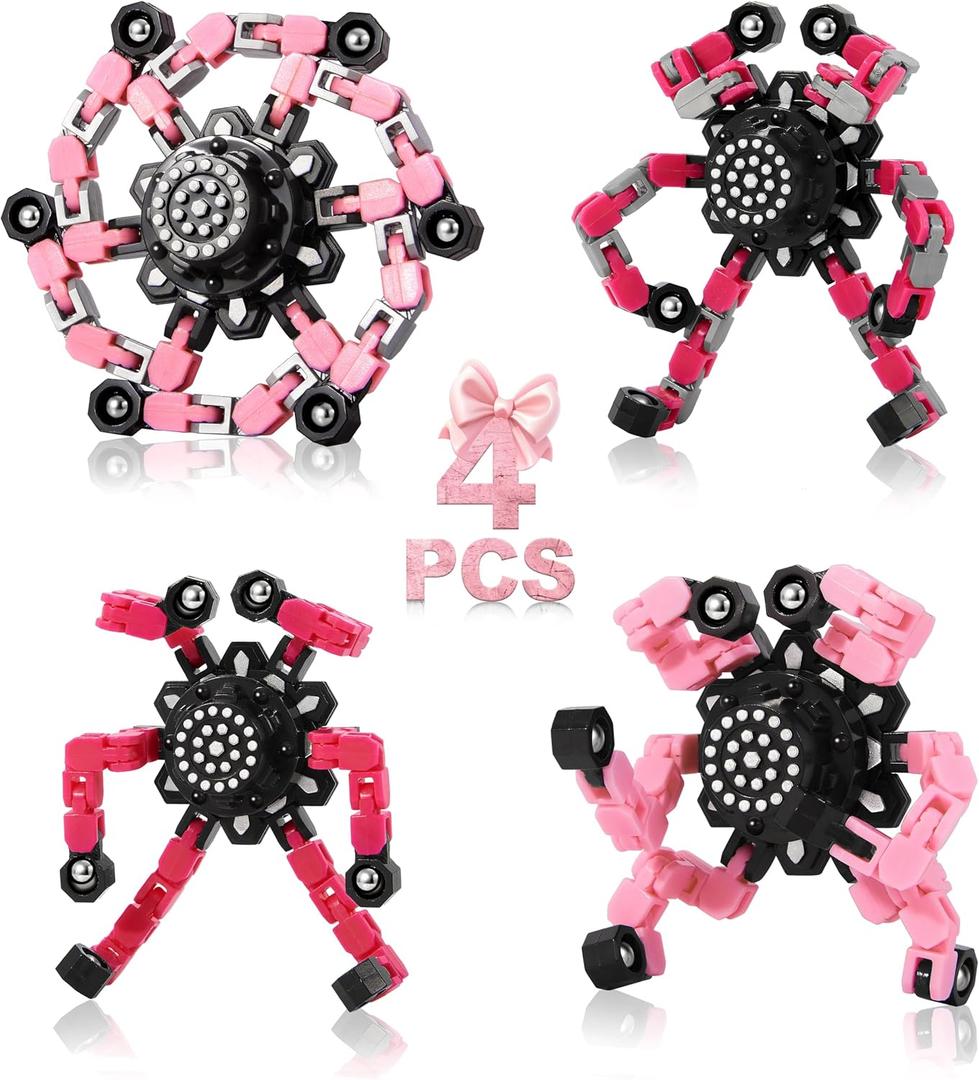 Stocking Stuffers Fidget Toys for Teen Girls, Kids Christmas Toys Gifts for Girls Ages 3, 4, 5, 6, 7, 8, 9, 10, 11, 12 +Years Old, Pink Transformable Fidget Spinners for Women Men