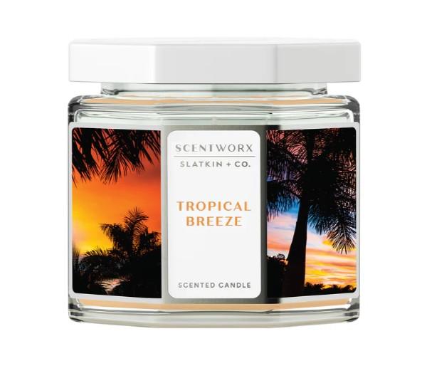 Scent WorX Tropical Breeze, Scented Candle with SeaGrass, Marine Spray, Jasmine, and Island Orchid.