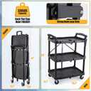 FUTURELAB Portable Folding Service Cart - 3 Tier 330LBS Capacity - Rolling Utility Foldable Cart with Wheels for Warehouse Home Workshops Garages Restaurants Offices