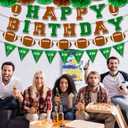 3 x Feifeiya 54 Pcs Football Birthday Party Decorations Includes Happy Birthday Banner America Football Party Hanging Swirl Spirals Tissue Pom Poms Streamers Decor Rugby Sport Game Decorations