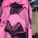LEMY Foldable Pet Puppies Stroller for Cats and Dogs, 3 Wheels Travel Pet Carrier w/Weather Cover, Storage Basket and Cup Holder, Pink