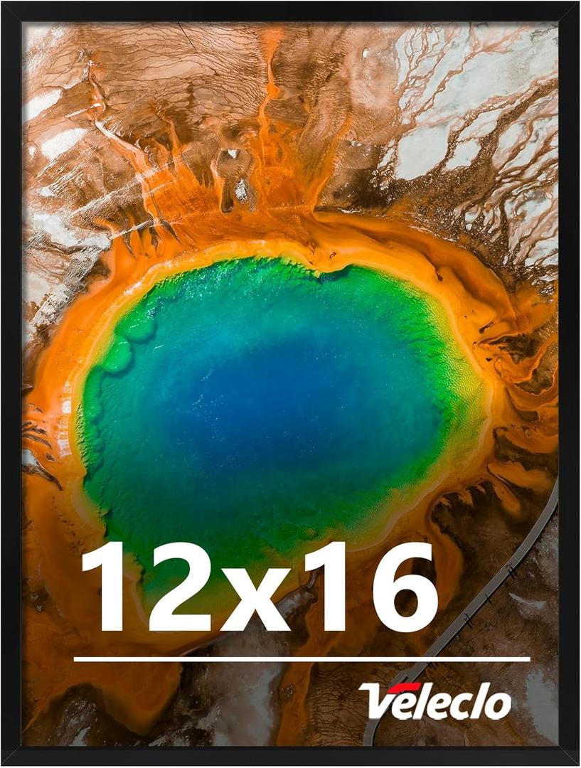 12x16 Picture Frame for Wall Display, 12x16 Black Picture Frame with Shatter Resistant Plexiglass, Stable and Sturdy 12 x 16 Poster Frame for Wall Display, Handpicked Gift Collection, 1 Pack