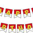 Cartoon Animation Birthday Banner, Cartoon Red and White Birthday Banner Creative Theme Party Hanging Bunting Decoration for Kids Adults Party Supplies Decor
