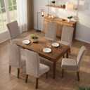 Genina 100% Waterproof Dining Room Chair Covers Set of 6 Stretch Kitchen Chair Covers Parsons Chair Slipcovers for Dining Room Chair Protector Cover, Removable, Washable (Leaf Pattern-Taupe)