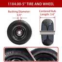(2-Pack) 11x4.00-5 Lawn Mower Tires, 11x4.00-5 Tire and Wheel Assembly Universal Lawn Mower/Yard Tractor Turf Tires 4 Ply - 3.4 Centered Hub with 3/4 Bushing